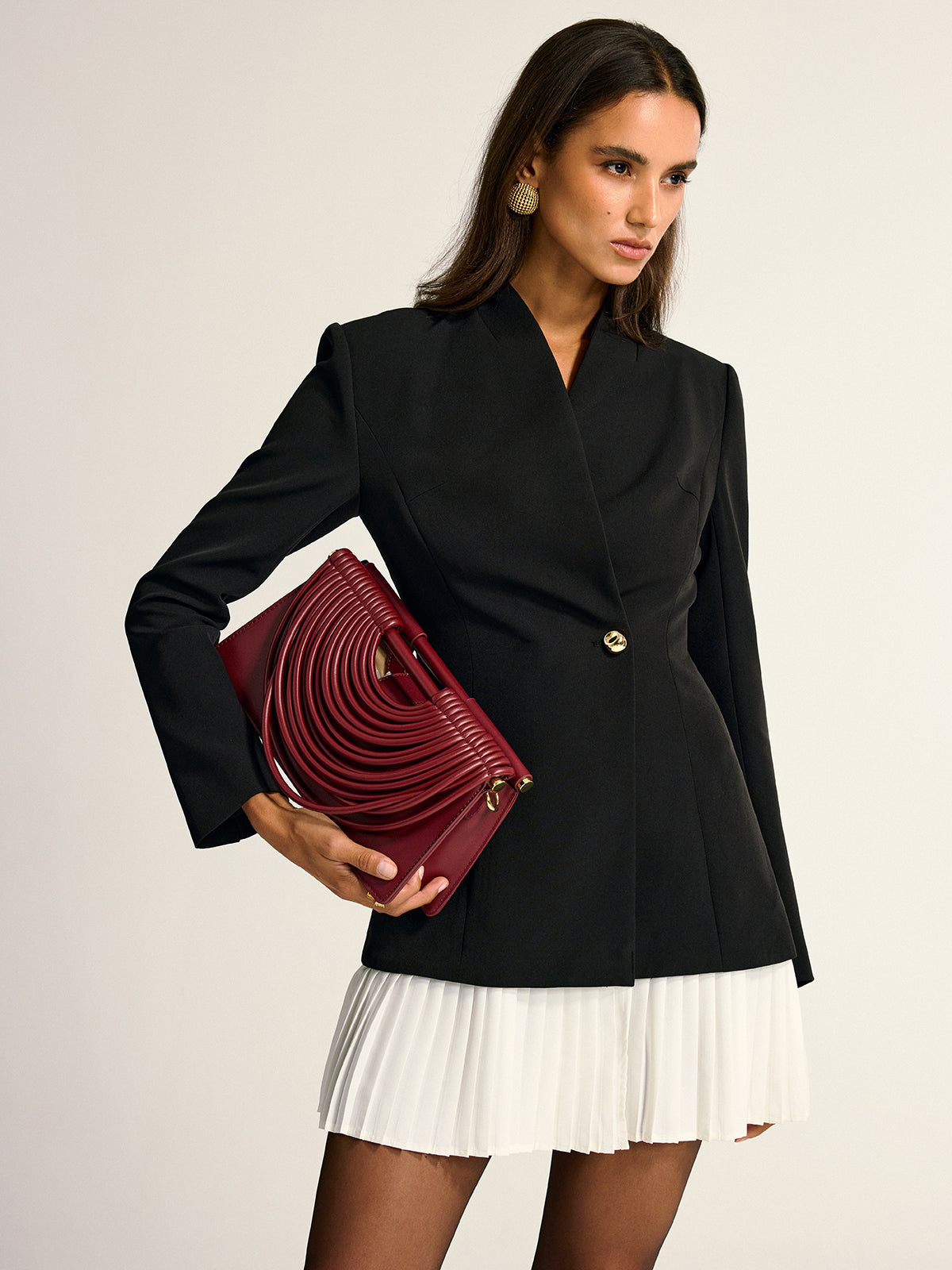 Blazer-Kleid mit Kontrastfalten am Saum