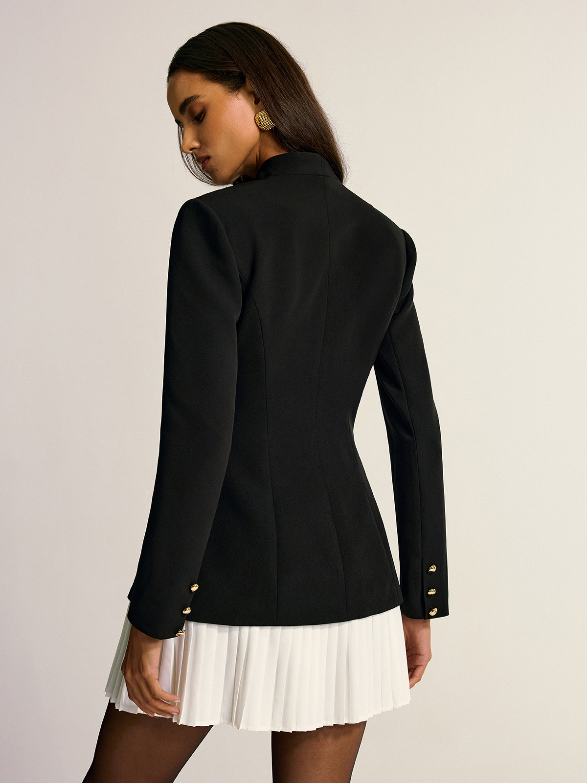 Blazer-Kleid mit Kontrastfalten am Saum