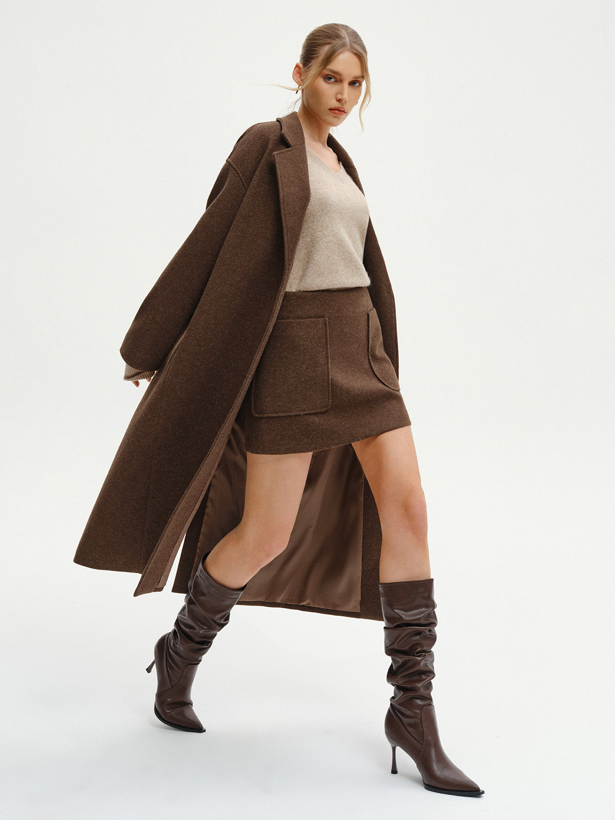 Manteau long surdimensionné en tweed