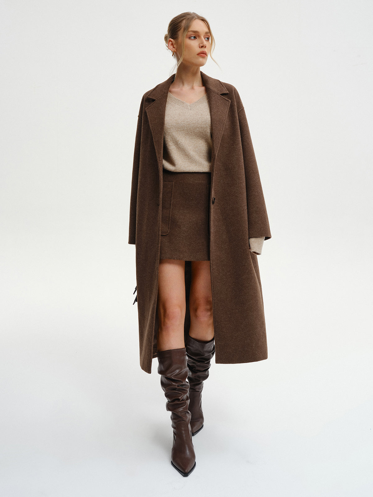 Manteau long surdimensionné en tweed
