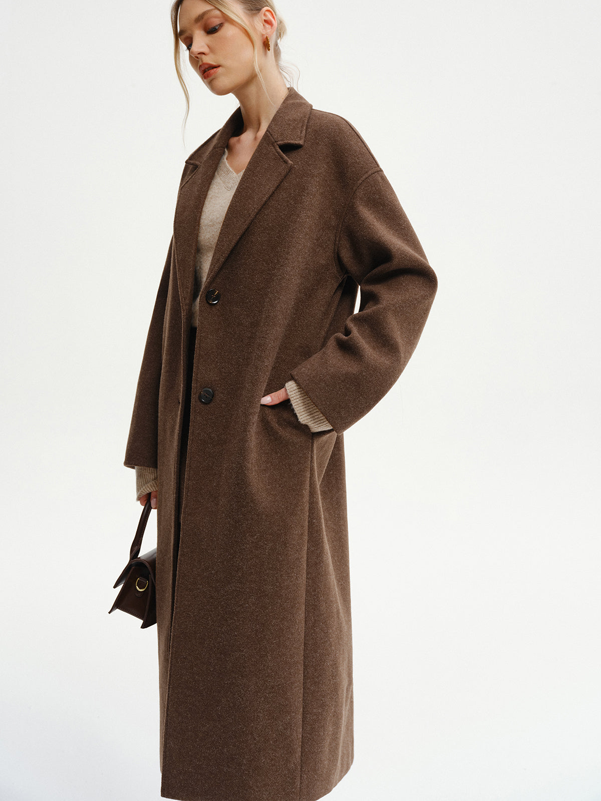 Manteau long surdimensionné en tweed