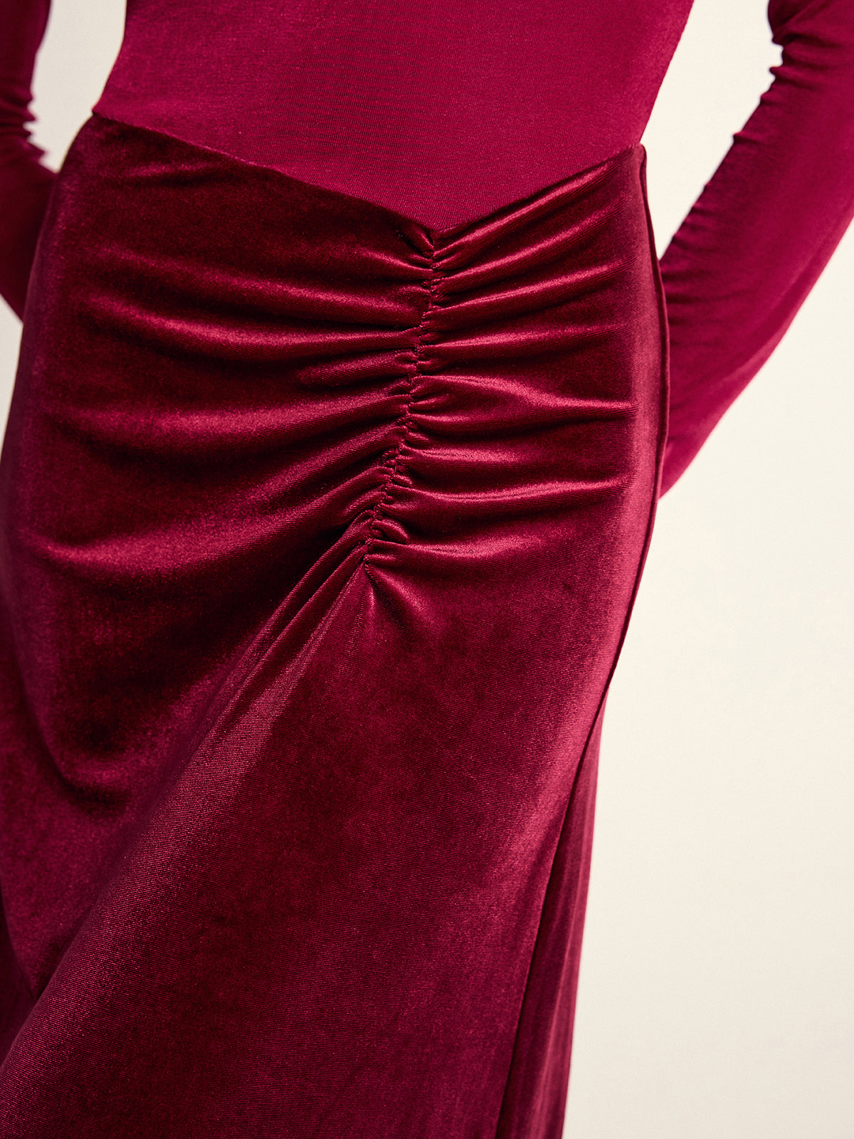 Velvet Panel Mock Neck Backless Maxi Dress