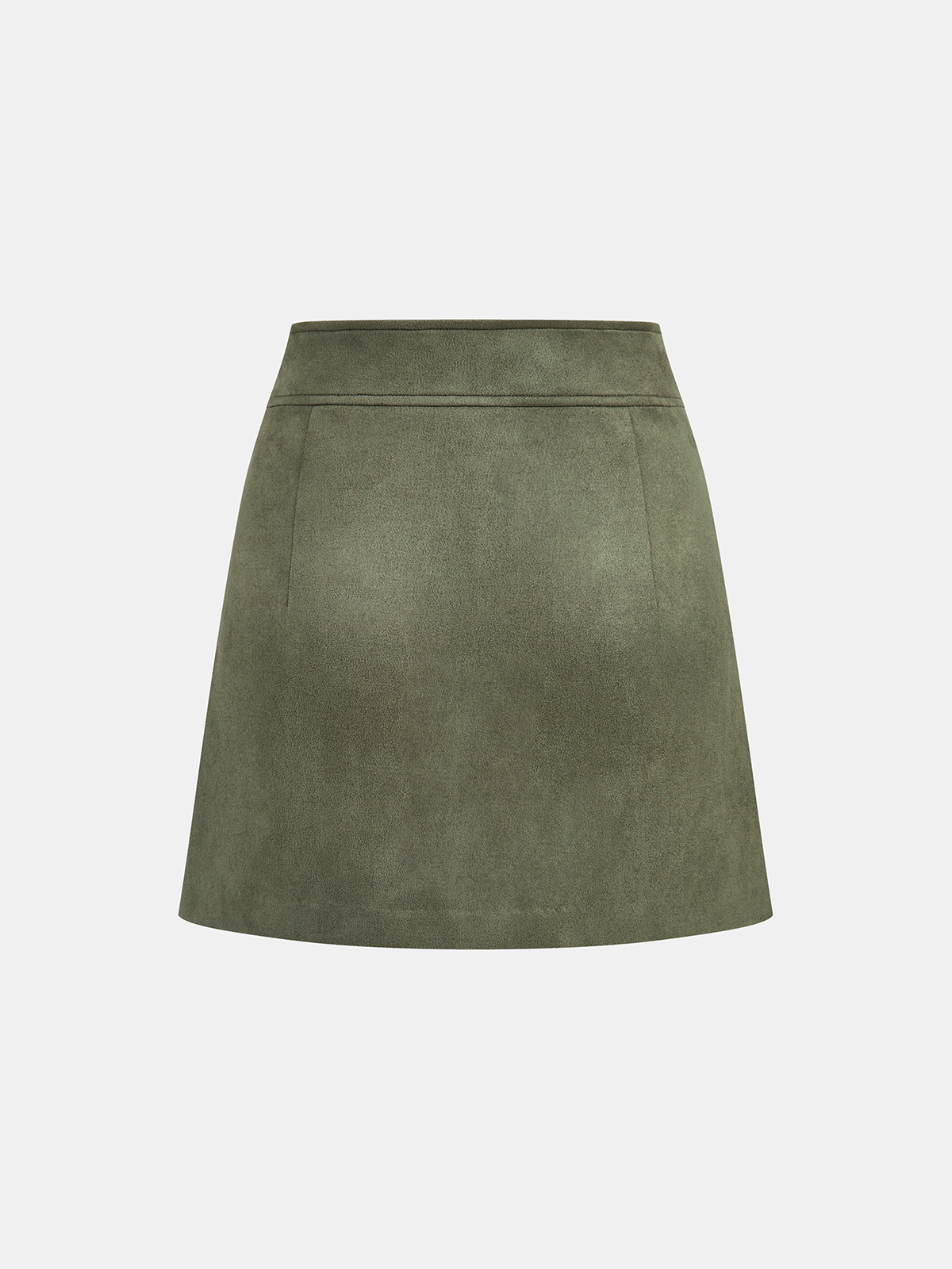 Mini-jupe taille haute boutonnée en suédine