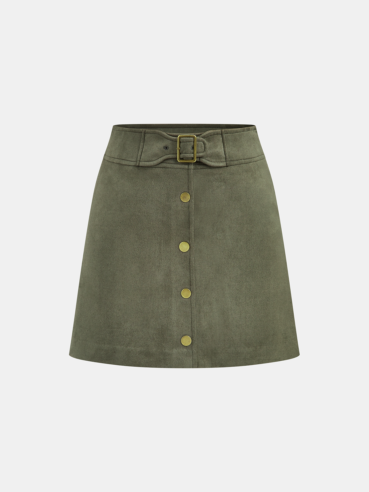 Mini-jupe taille haute boutonnée en suédine
