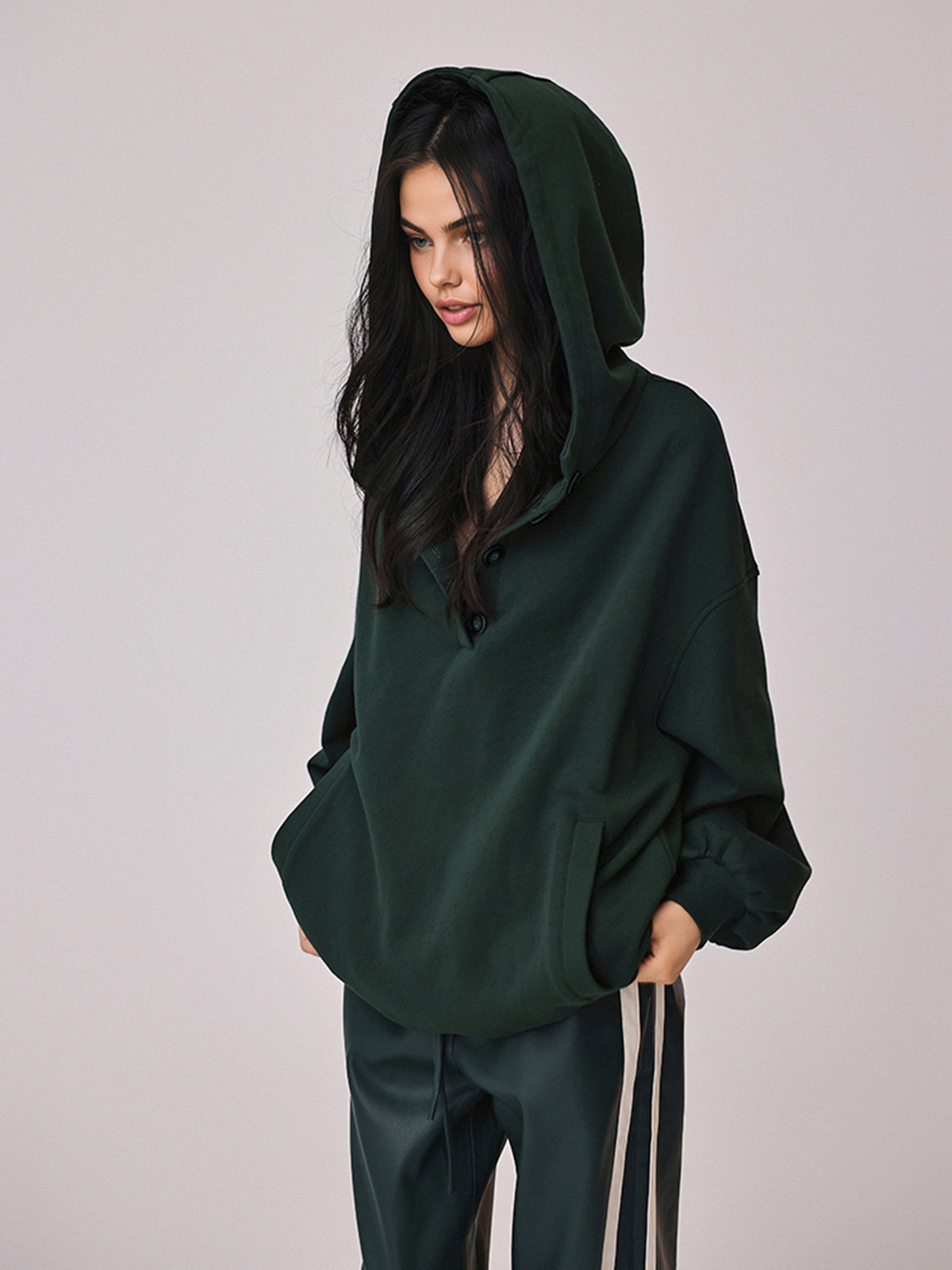 Oversized Buttoned Hoodie