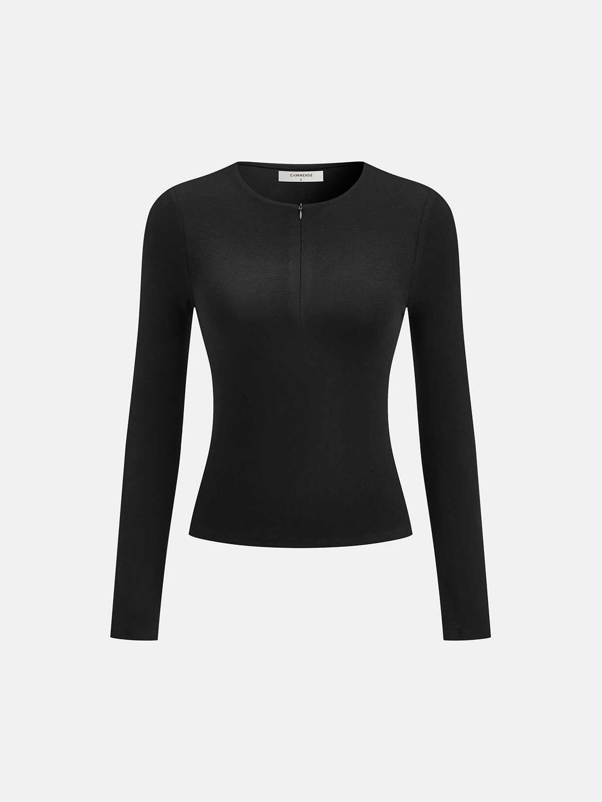 Schmal geschnittenes Langarmshirt mit Reißverschluss vorne