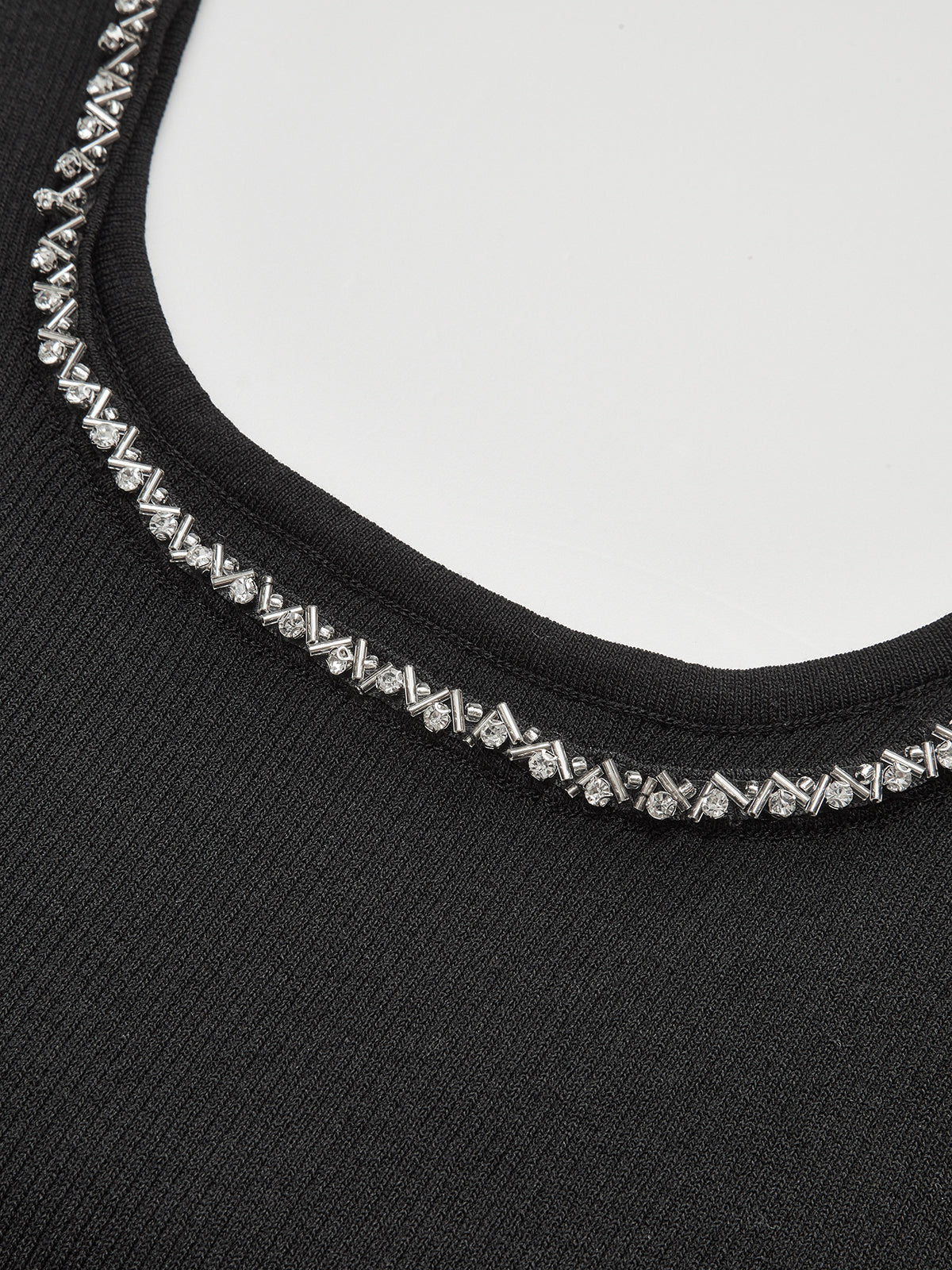 Rhinestone-Embellished Slim Fit Mini Dress