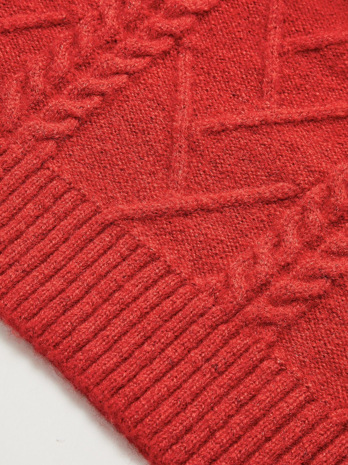 Half-Zip Wool Blend Cable Knit Top