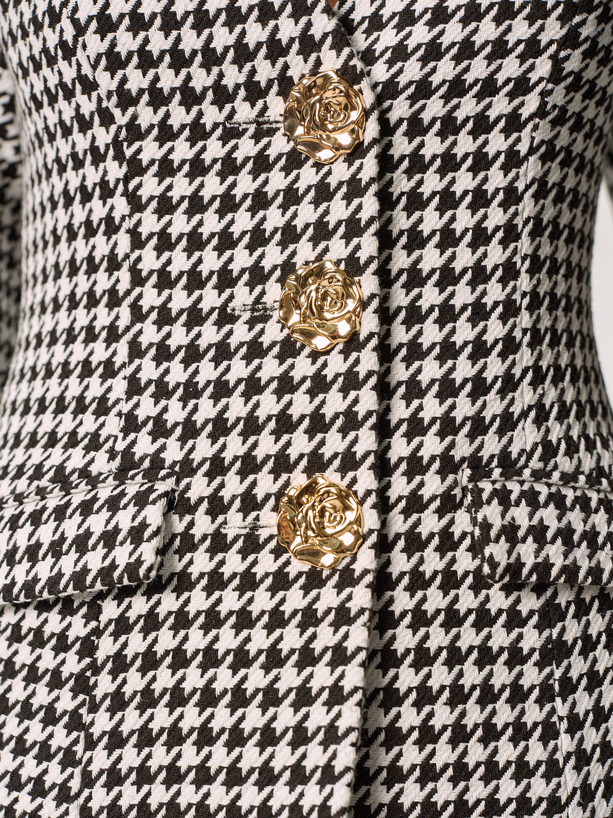 Metal Button Houndstooth Blazer