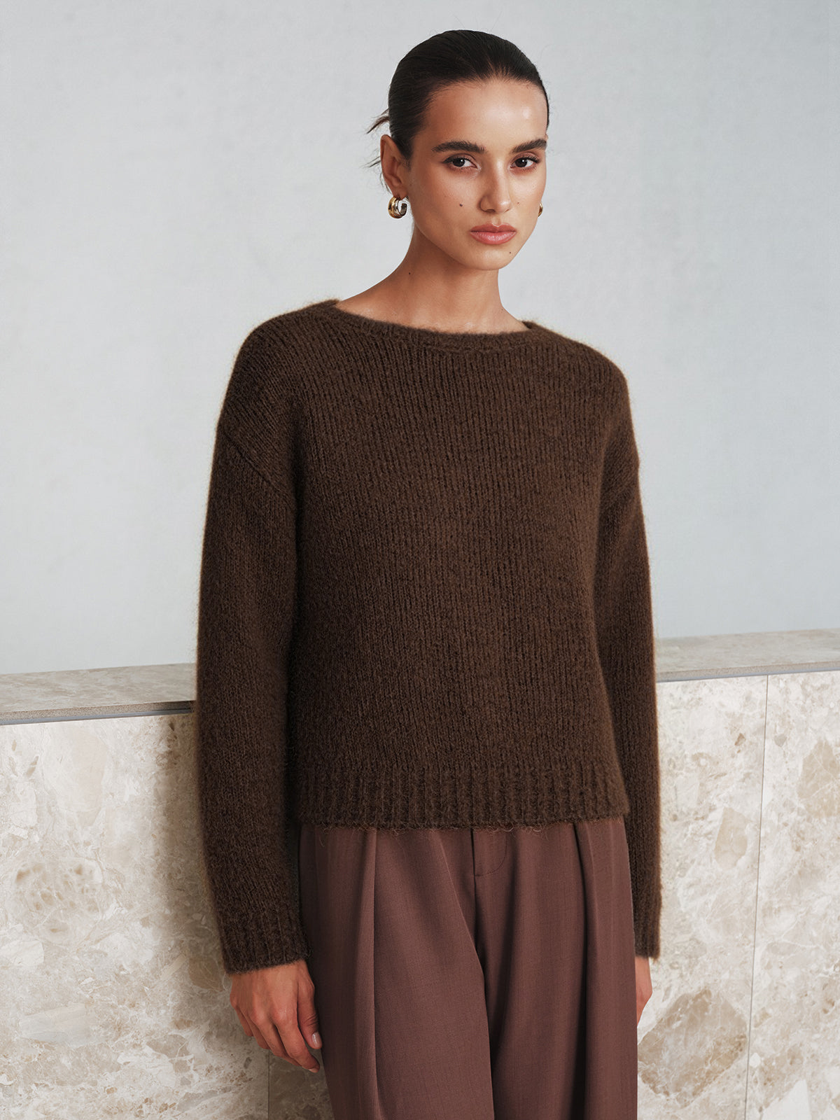 Twisted Backless Wool Blend Sweater