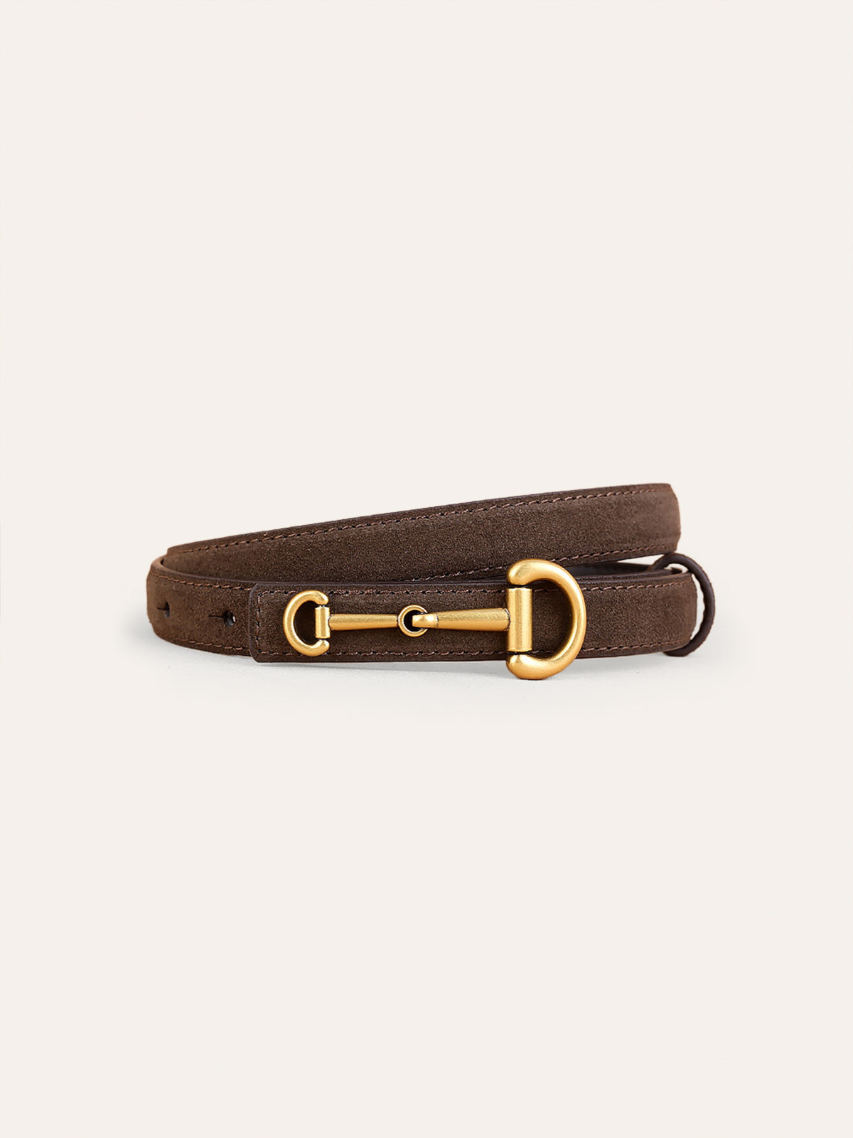 Horsebit Buckle Suede Effect Thin Belt