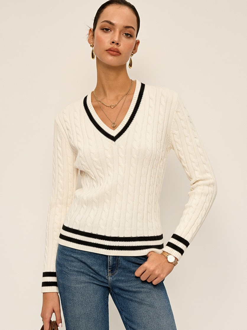 Pull torsadé rayé