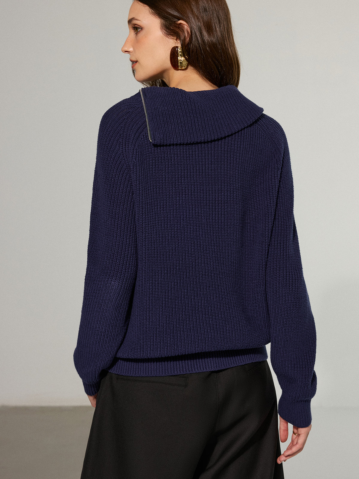 Asymmetric Side Zipper Sweater