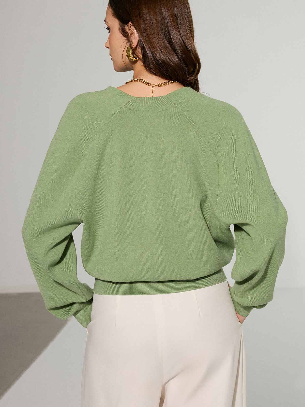 Metal Decor Waisted Knitted Wrap Cardigan