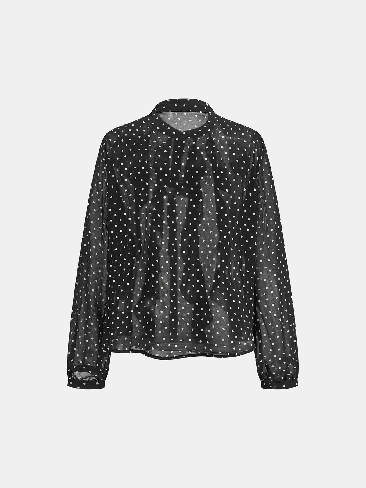 Ruffled Polka Dot Chiffon Shirt