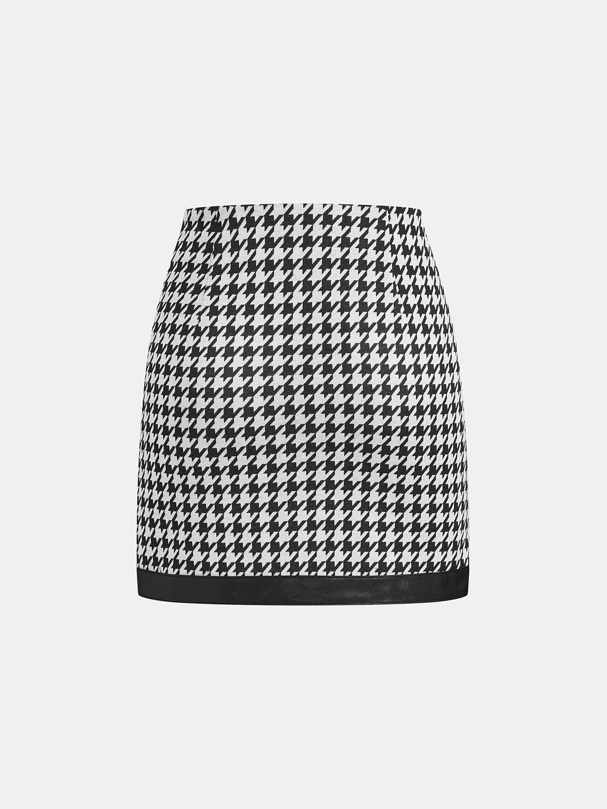 Houndstooth Paneled Knit Mini Skirt