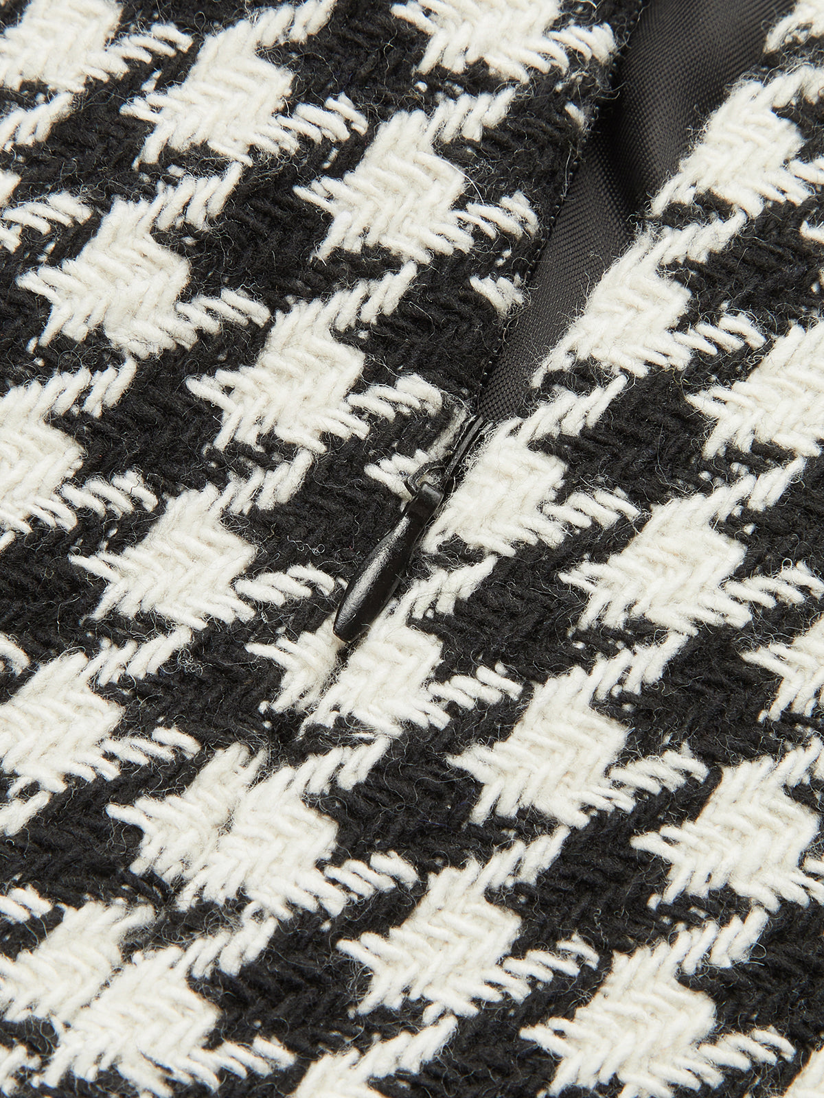 Hahnentritt-Tweed-Maxirock mit Schlitz vorne