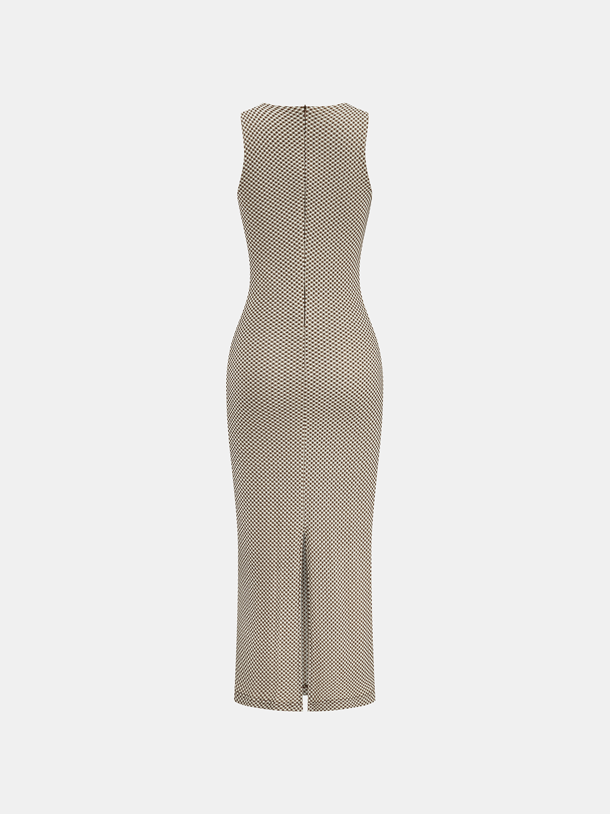 Robe longue sans manches cintrée à carreaux