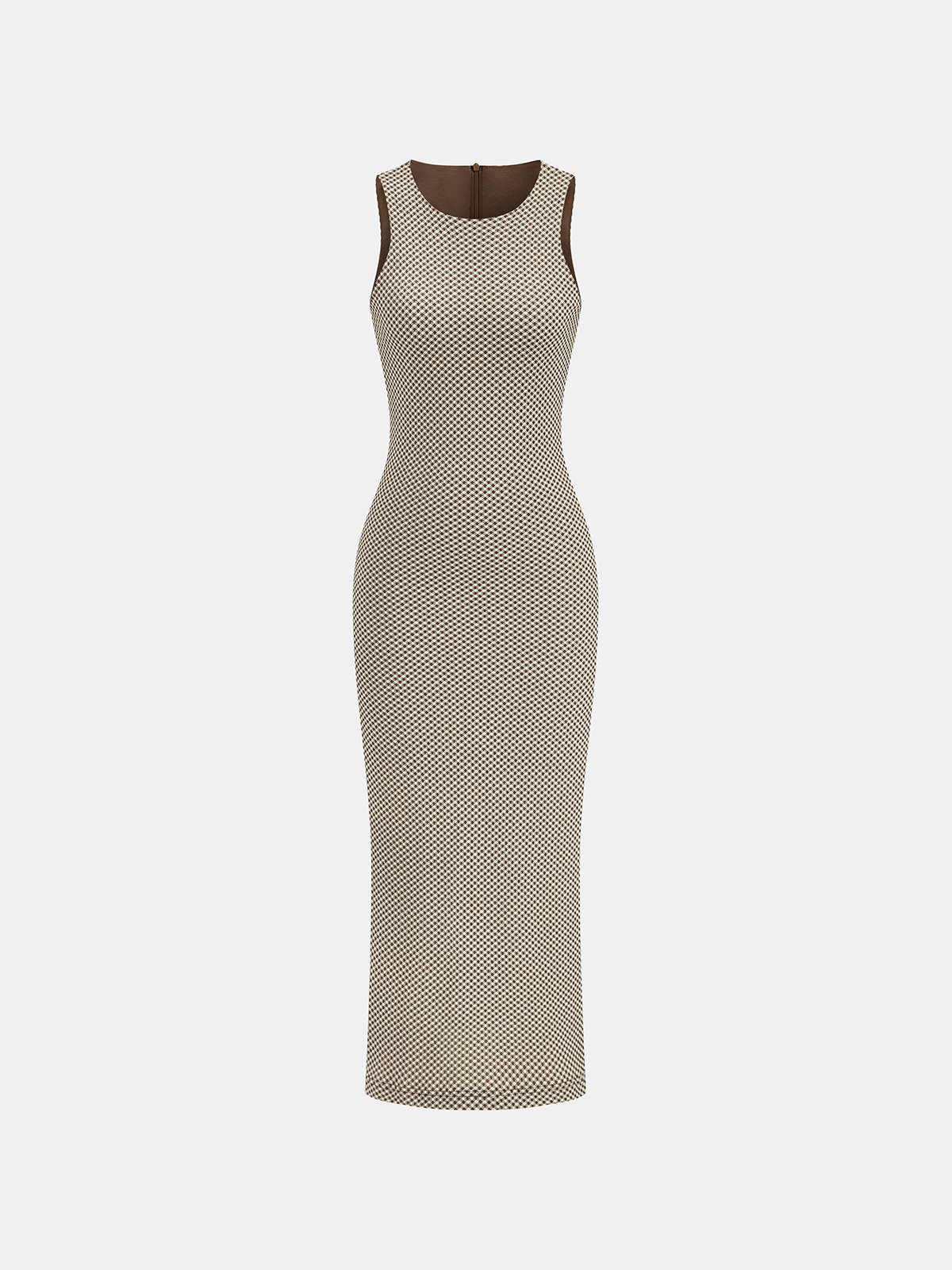 Robe longue sans manches cintrée à carreaux
