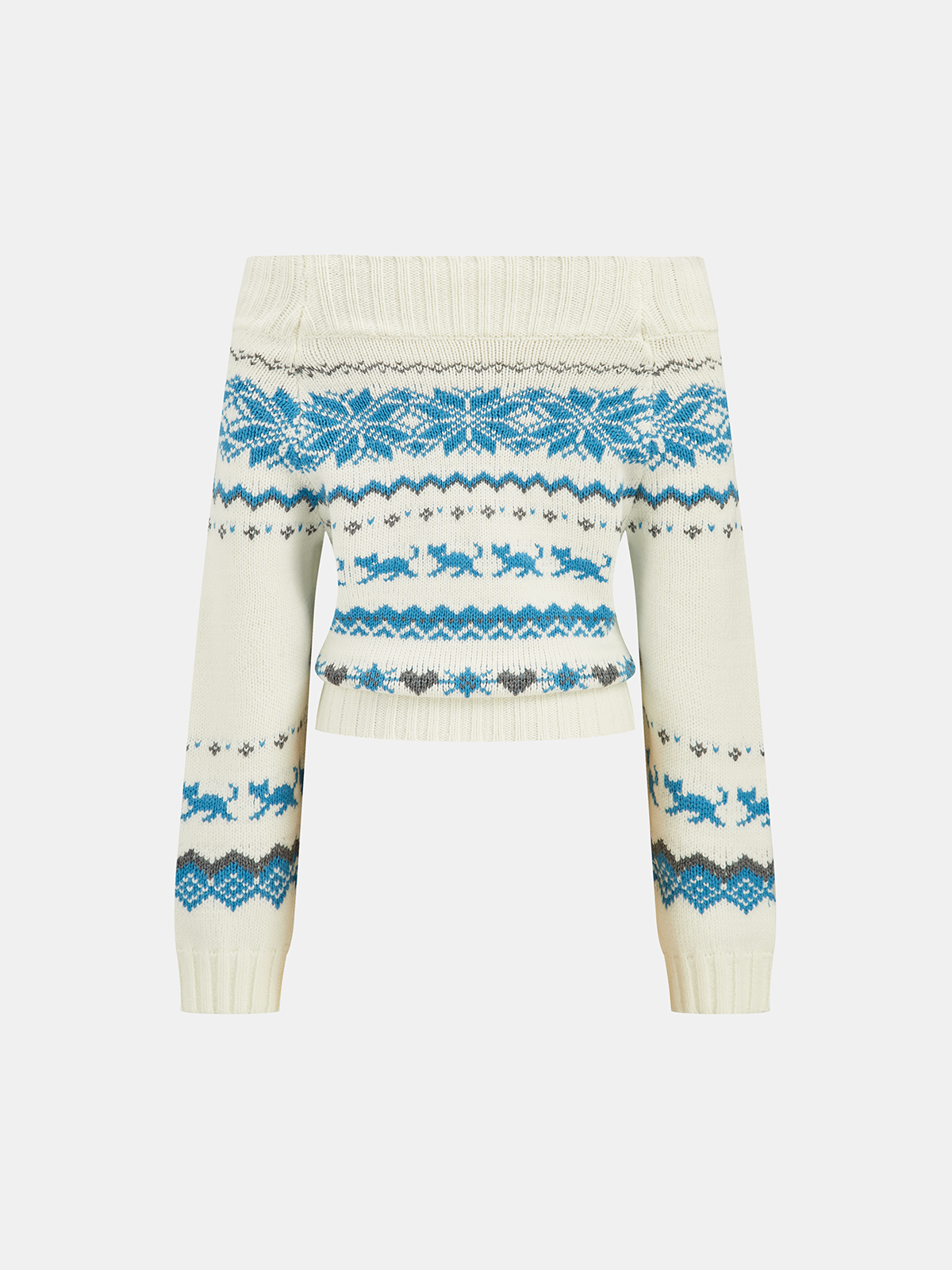 Off-Shoulder Fair Isle Sweater