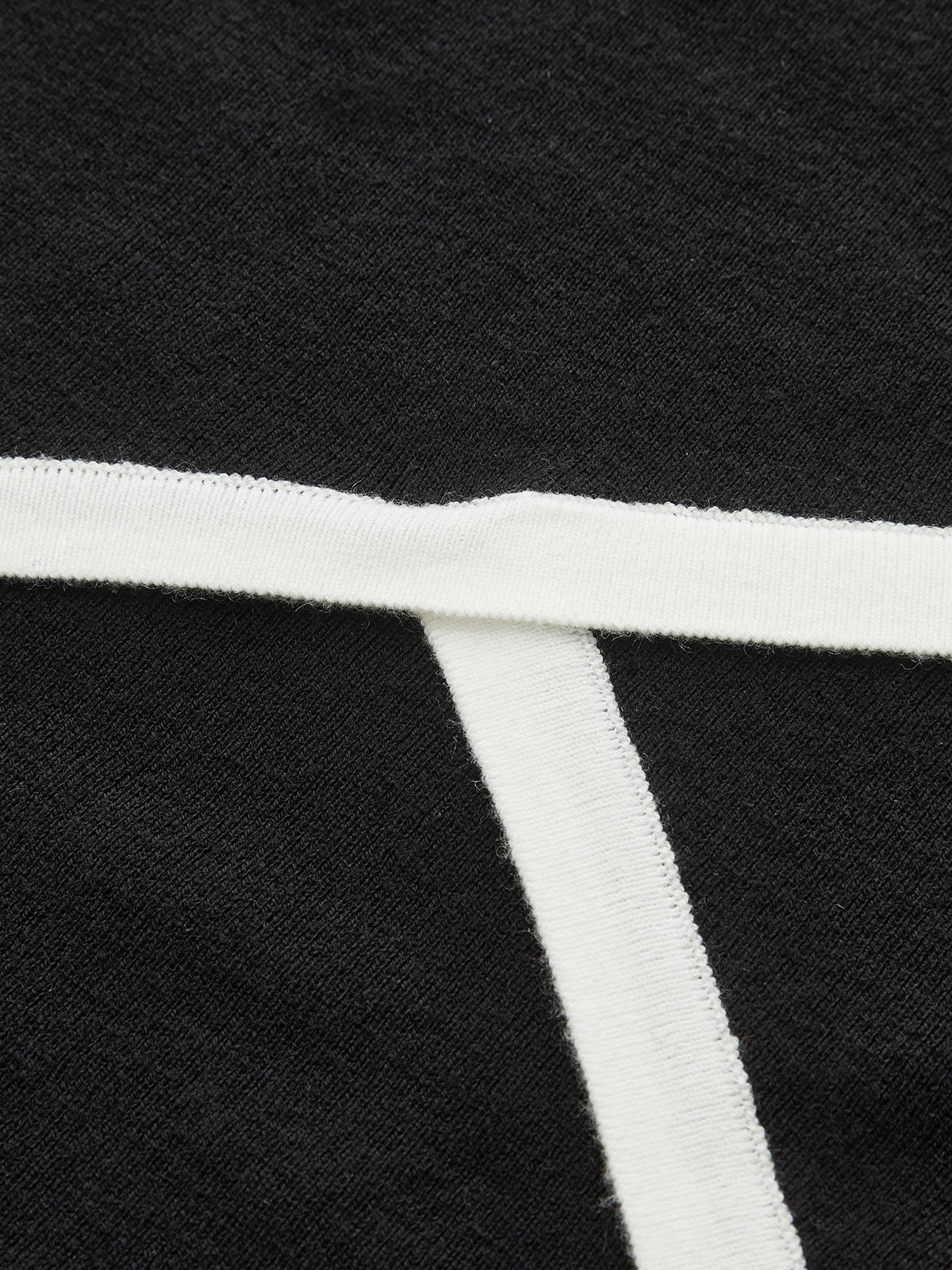 Asymmetric Contrast Trim Wool Blend Cropped Polo Top