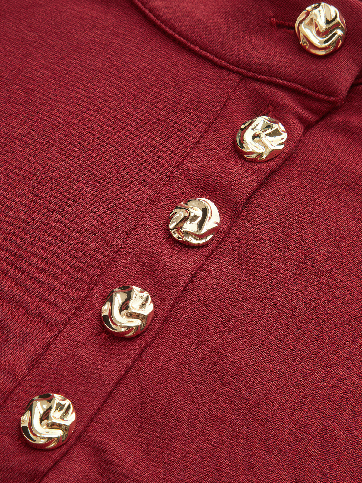 Asymmetric Placket Stand Collar Long Sleeve Blouse