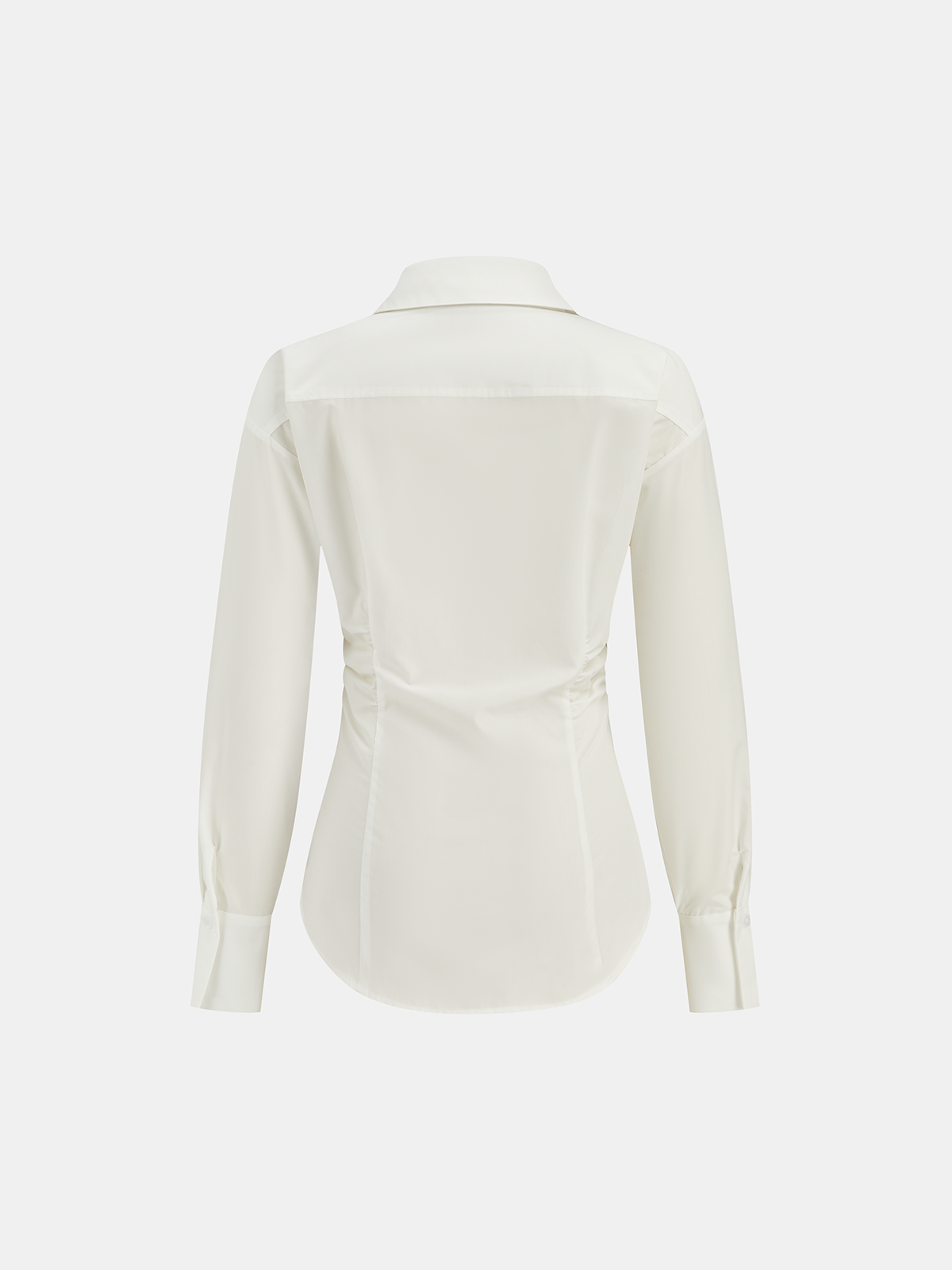 Long Sleeve Half Belt Button-Down Shirt