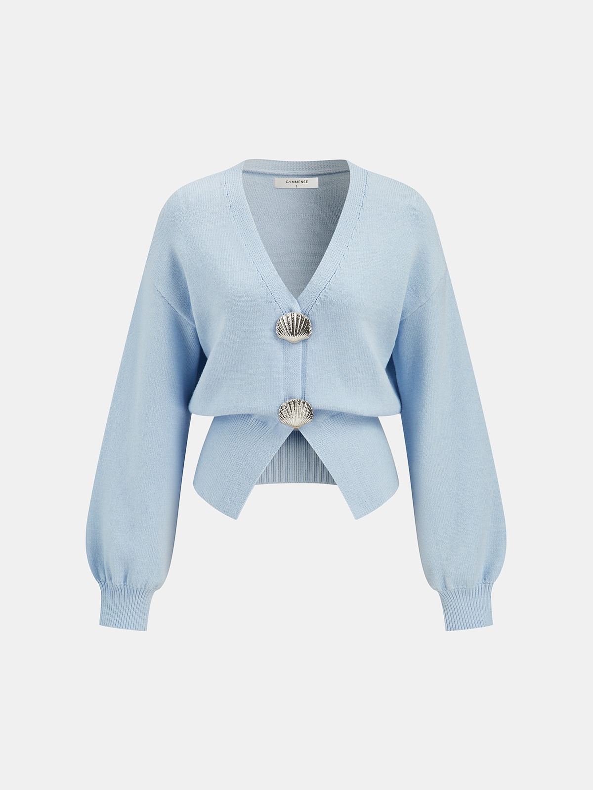 Metal Shell Split Hem Knit Cardigan