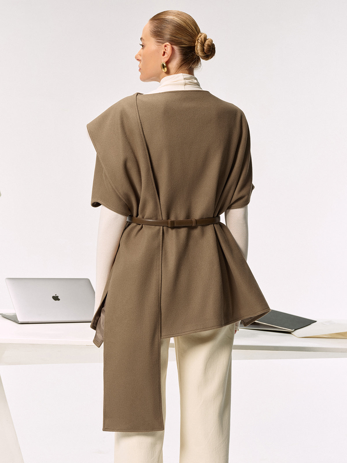 Belted Long Cloak Top