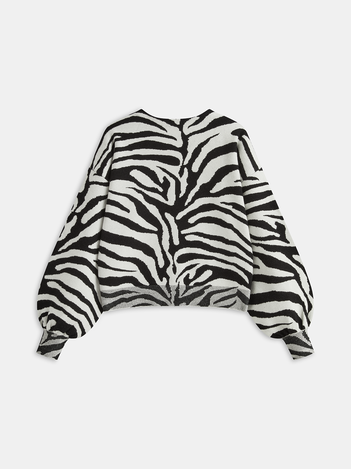 Zebra Print Puff Sleeve Cardigan