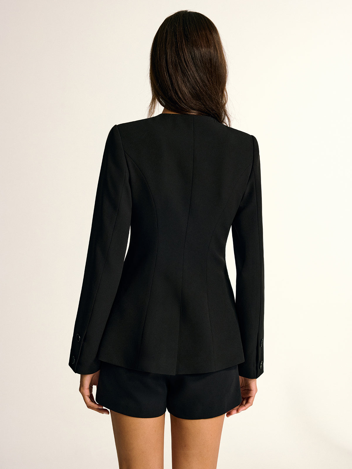 Metal Detail Crew Neck Blazer