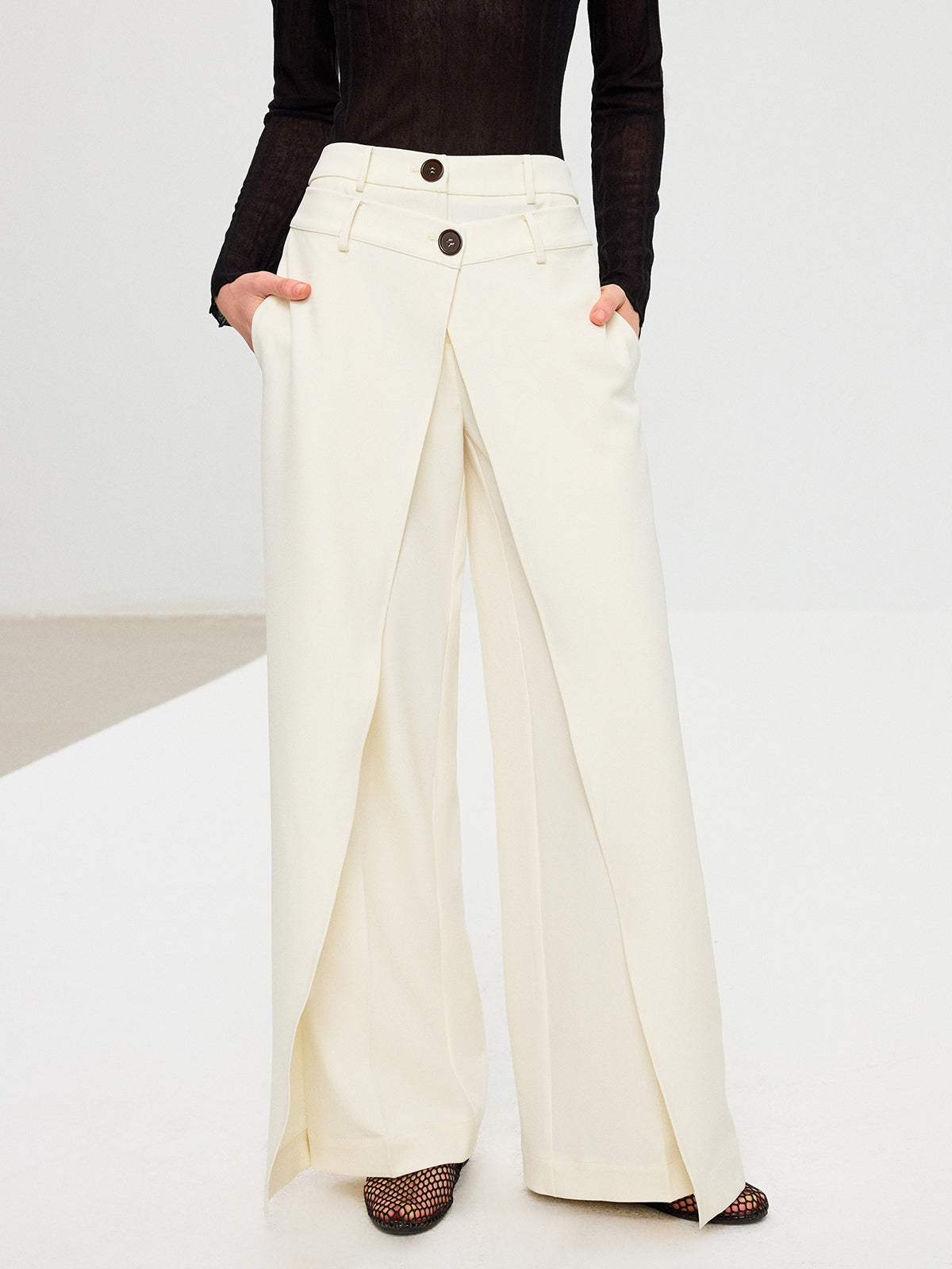 Pantalon ample superposé à double taille