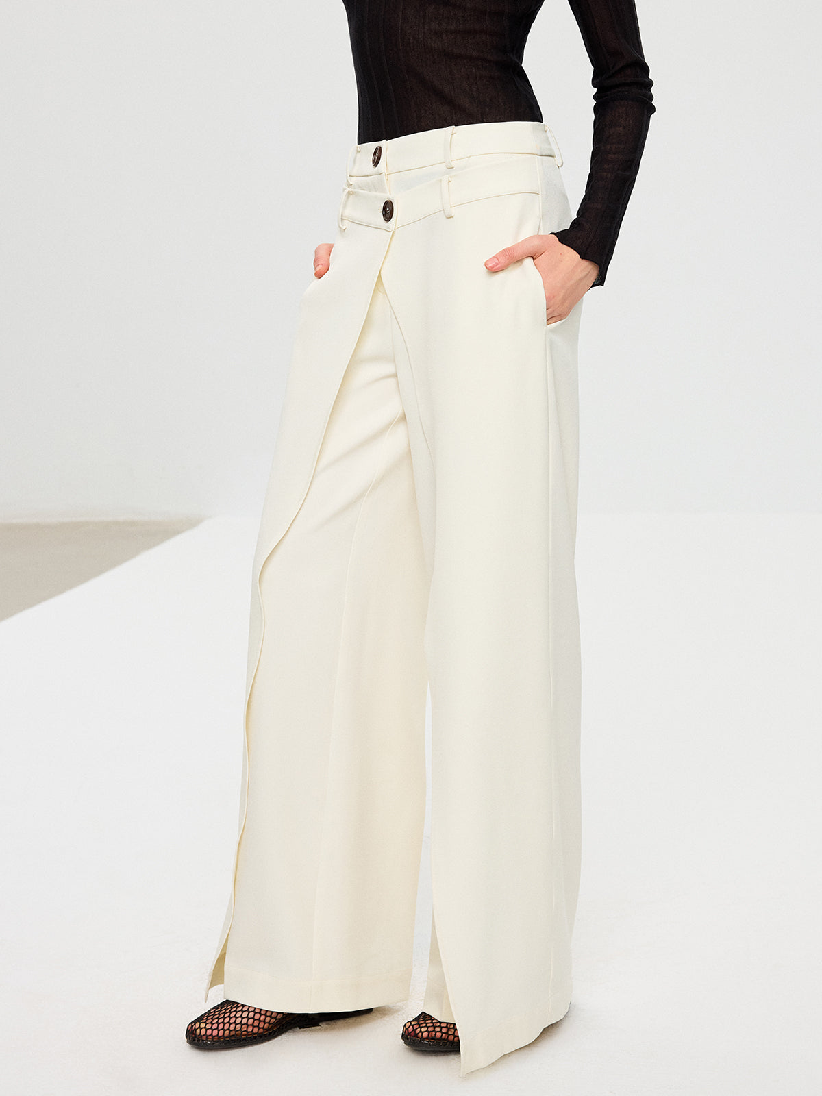 Pantalon ample superposé à double taille