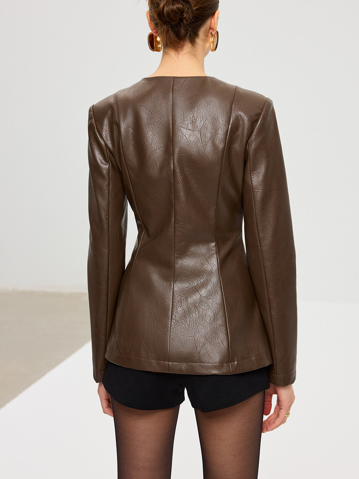 PU-Lederjacke mit Metallknöpfen
