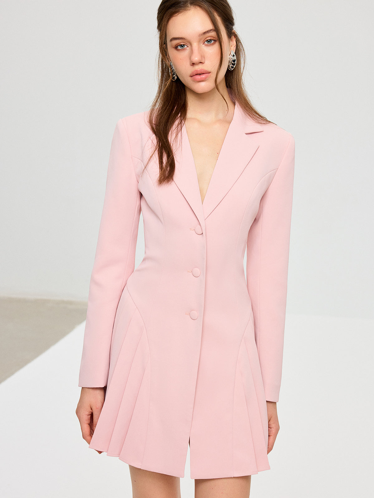 Pleated Fitted Blazer Dress