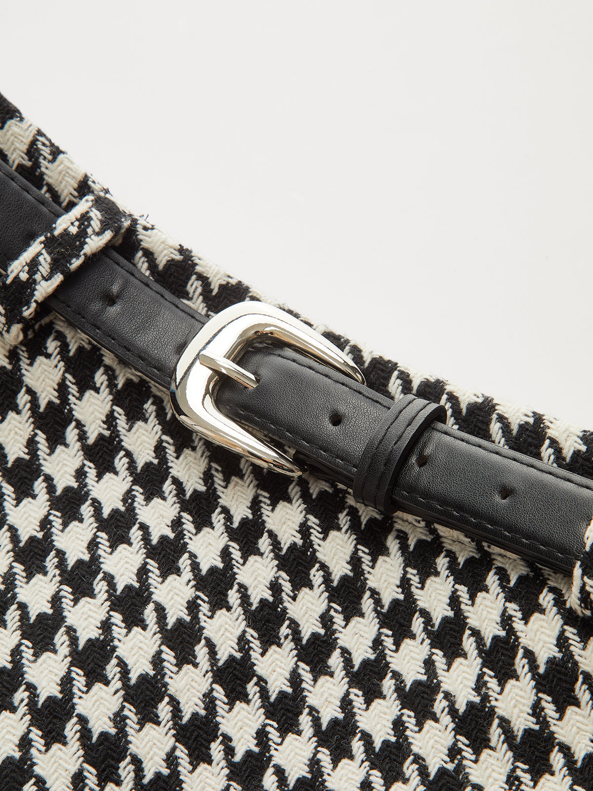 Houndstooth Belted Mini Skirt