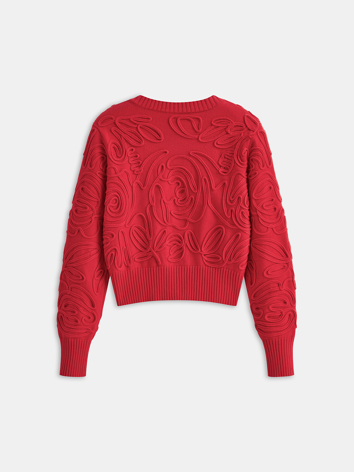 Embroidered Crew Neck Knit Top