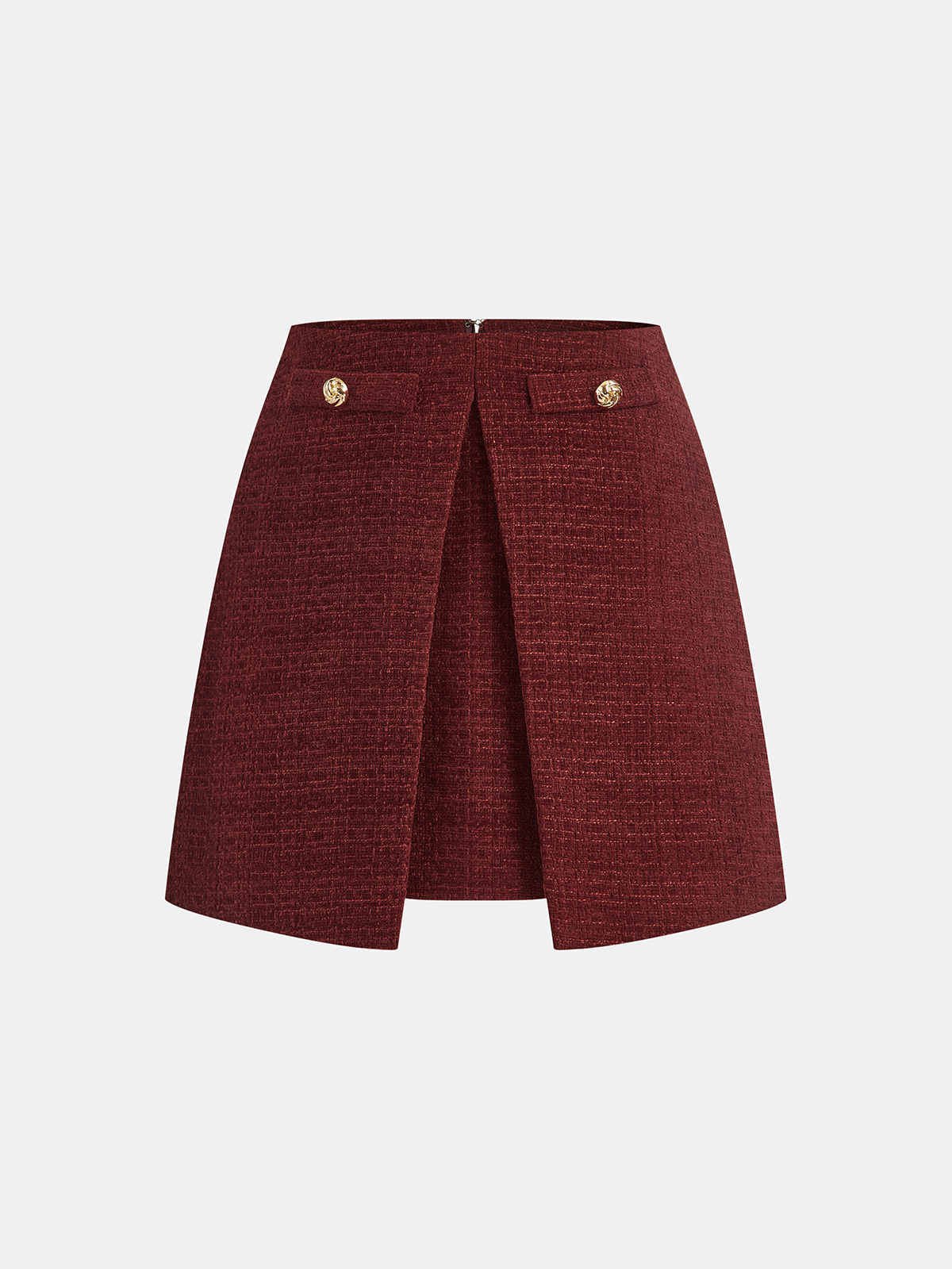 Tweed-Minirock mit Schlitz und Metalldetail