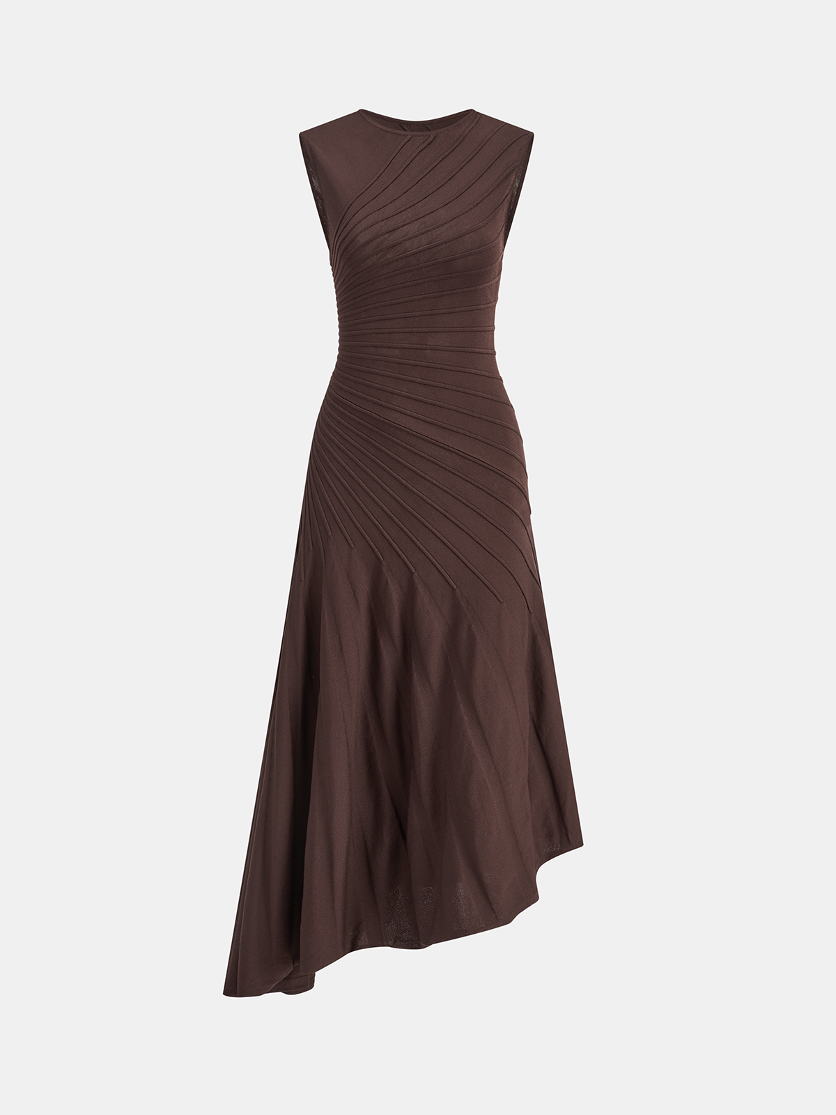 Sleeveless Asymmetric Midi Sweater Dress