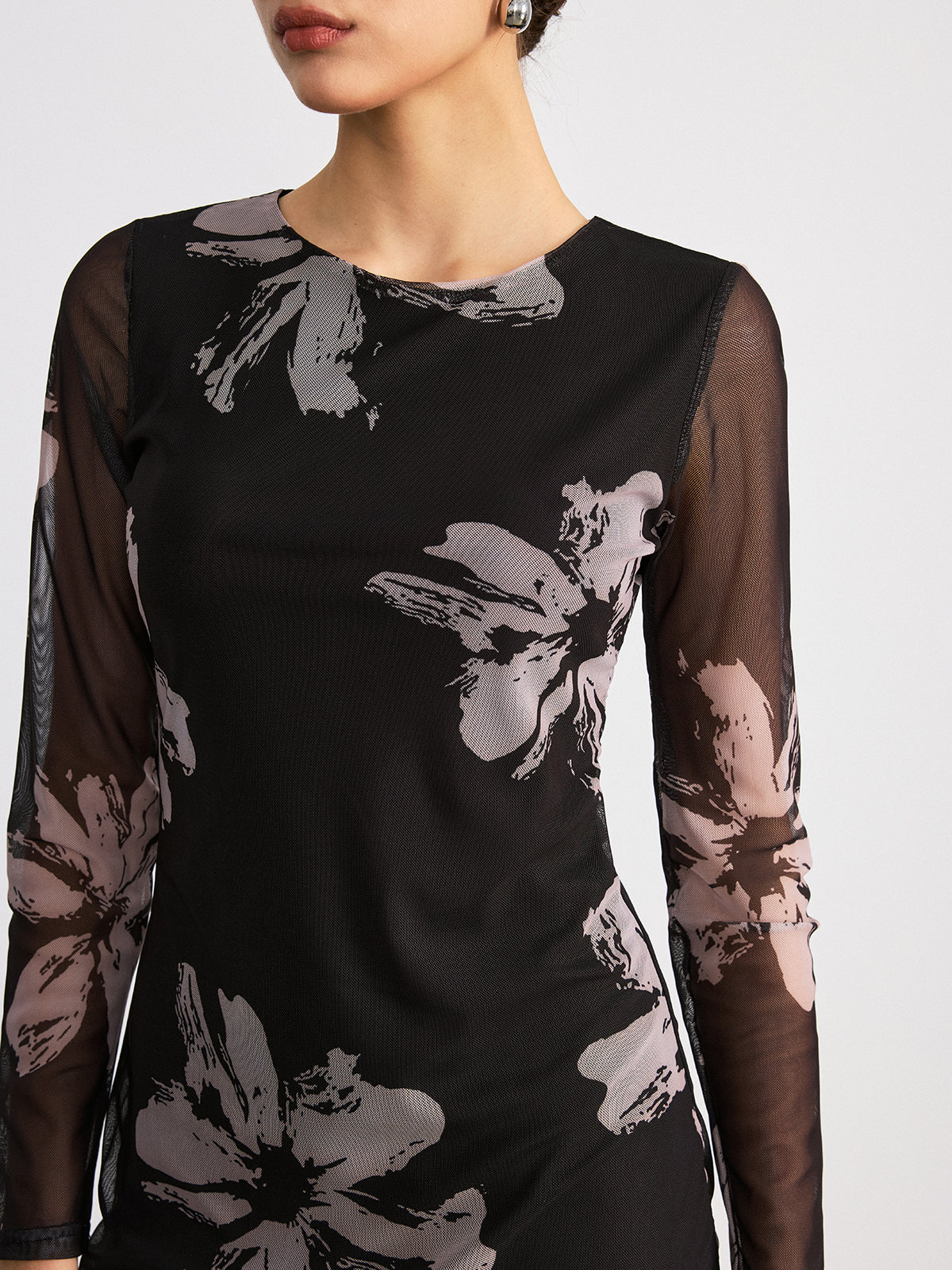Robe longue à manches longues imprimé floral
