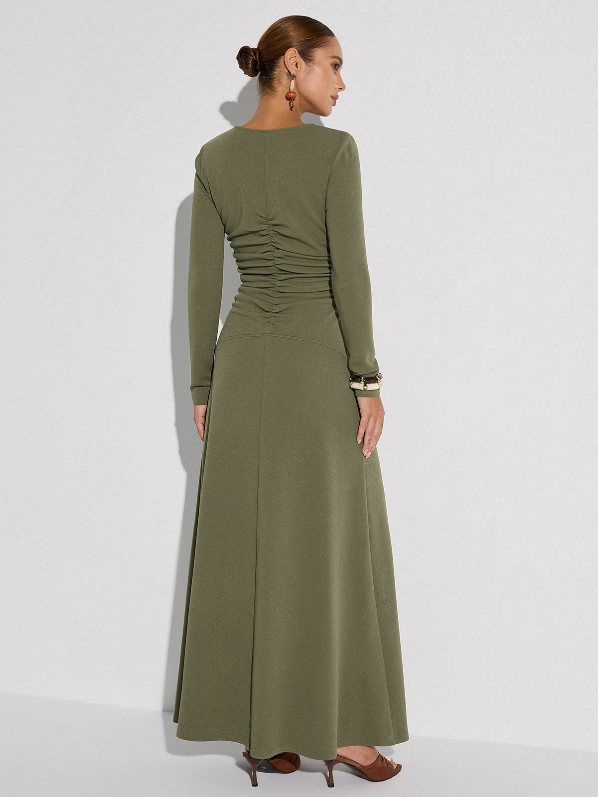 Maxikleid mit Reißverschluss und Raffung