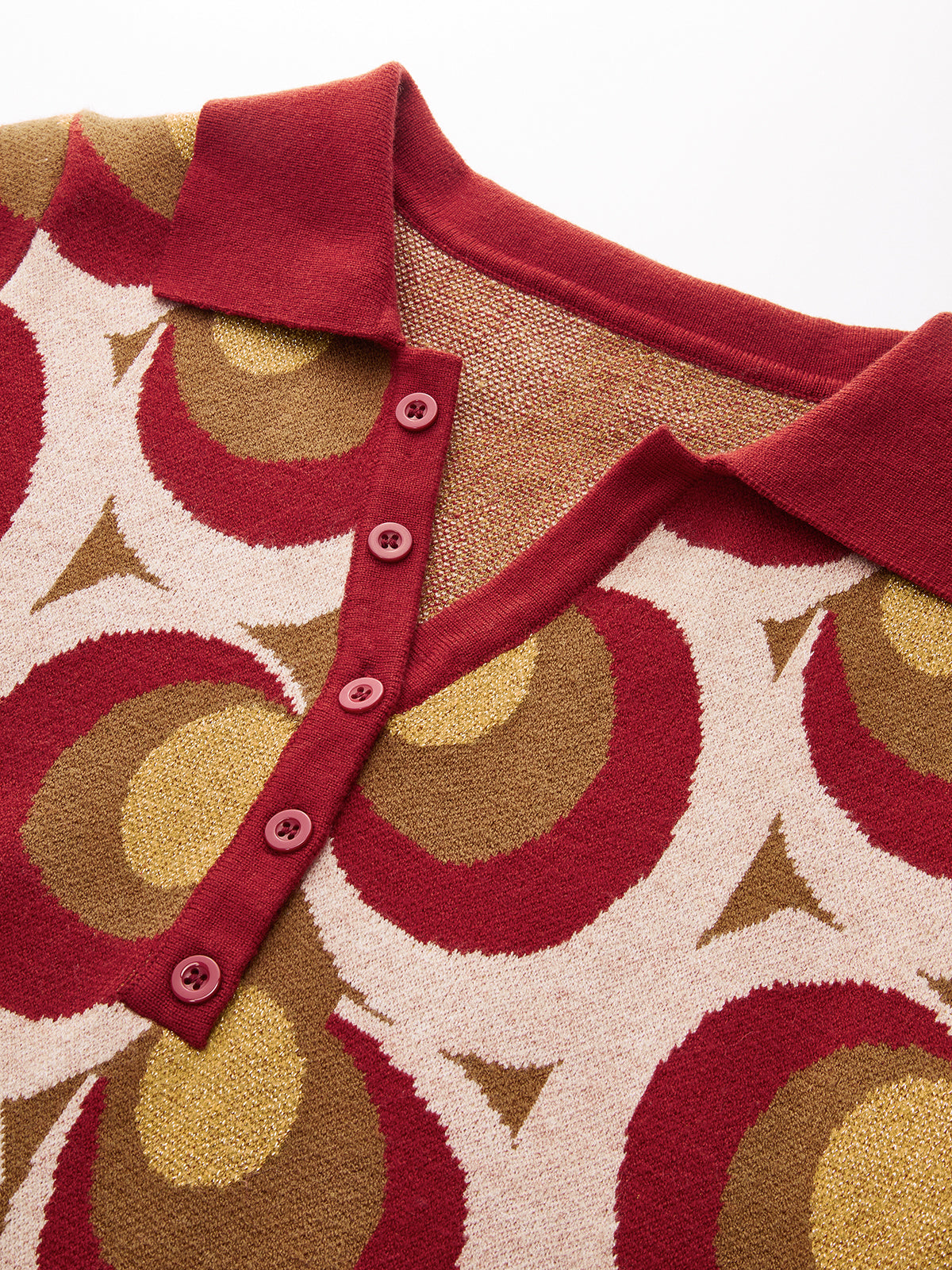 Strickkleid mit Polokragen und Vintage-Print