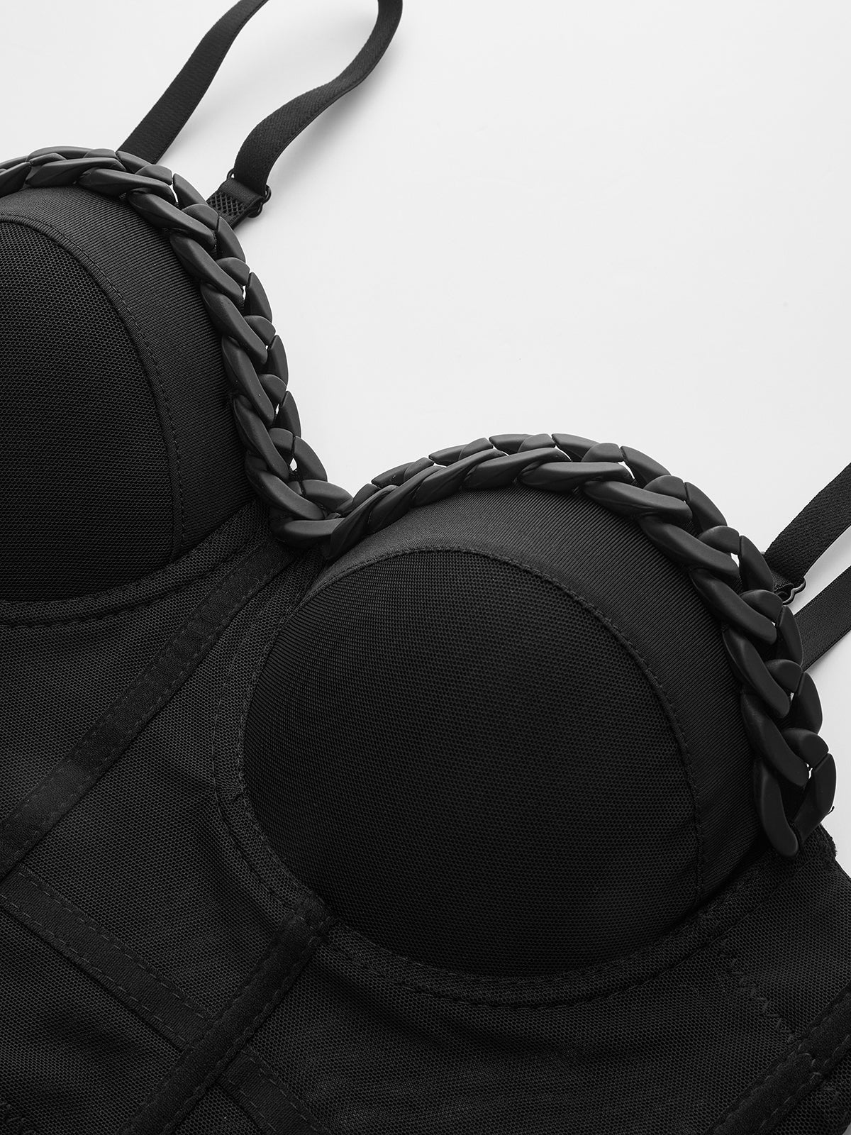 Haut corset désossé à bretelles chaîne