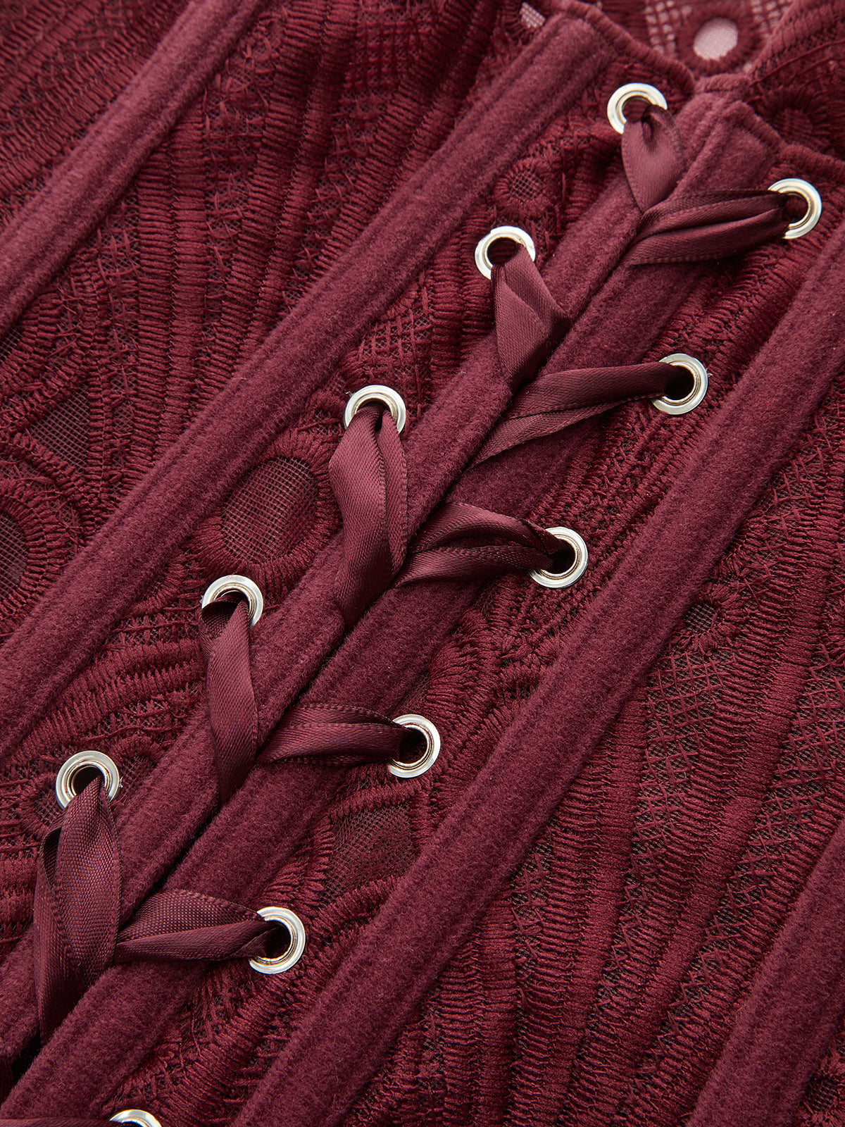 Lace Cut-Out Adjustable Back Tie Corset Top