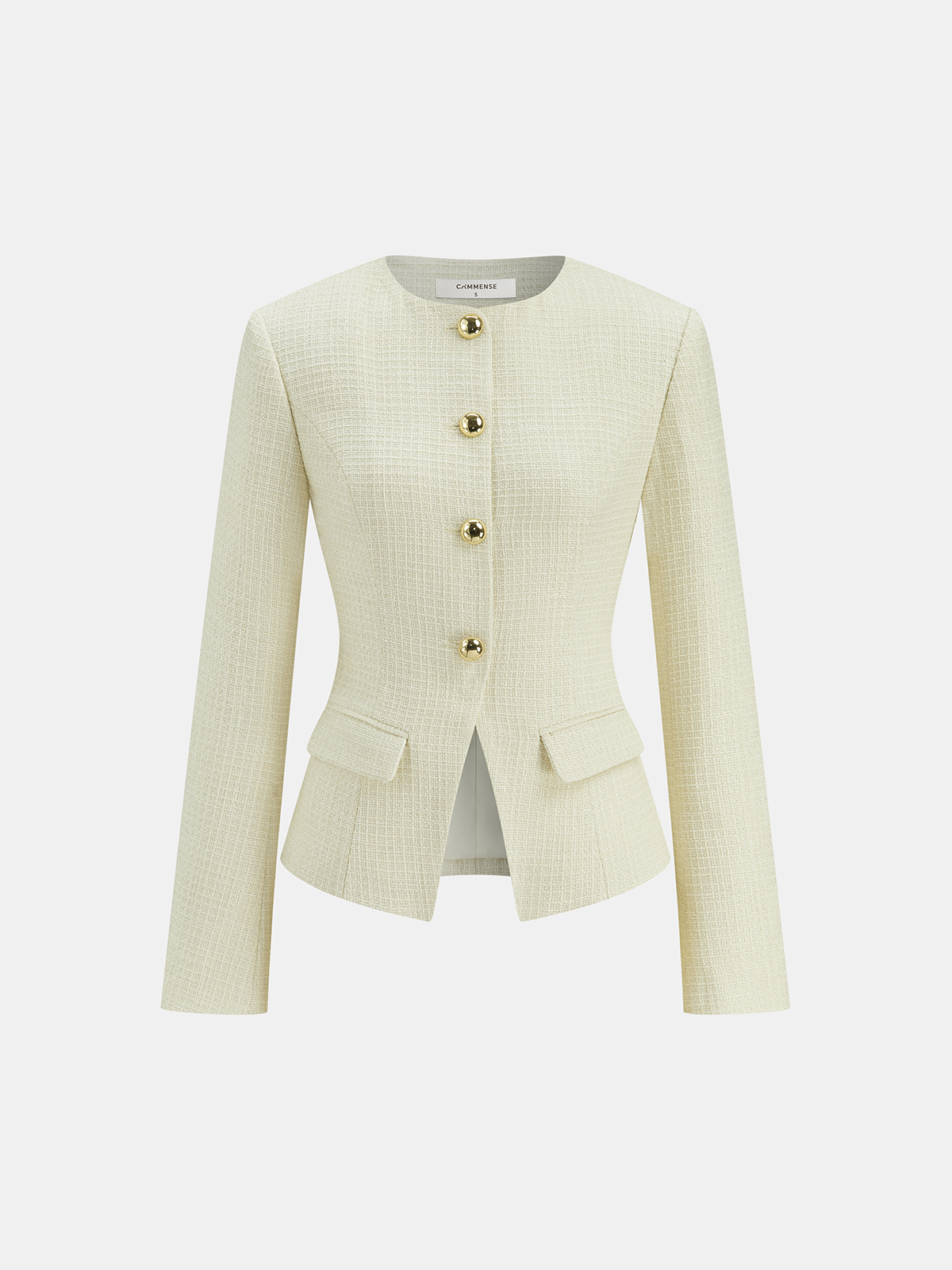 Metal Button Tweed Blazer