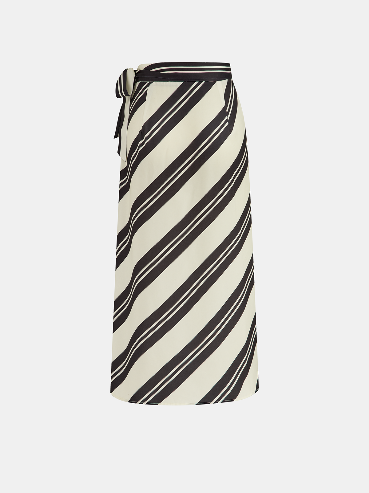 Gestreifter Wickelrock in Midi-Länge