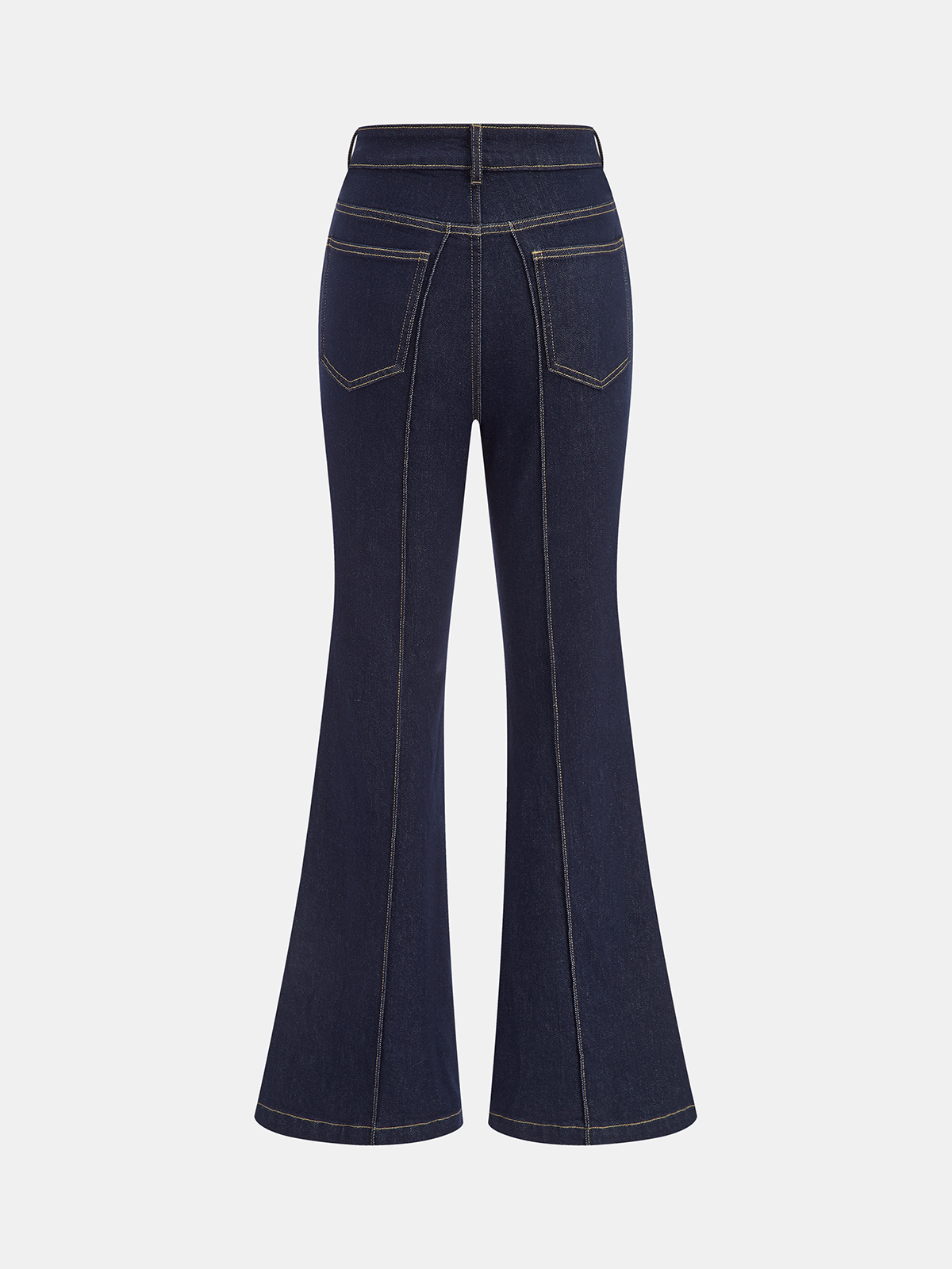 Pantalon en denim slim stretch évasé à nœud mandarin