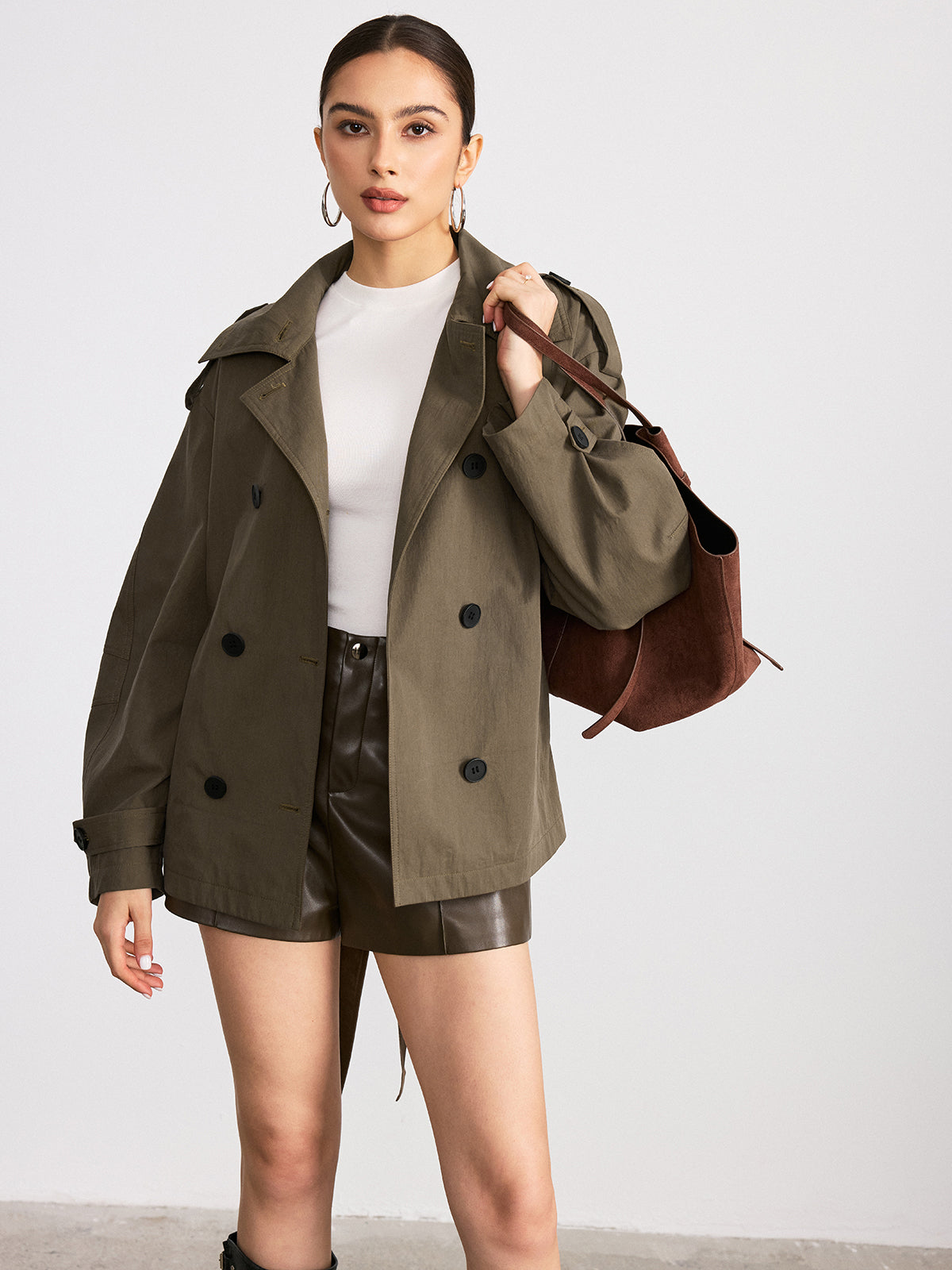 Trench-coat croisé ceinturé