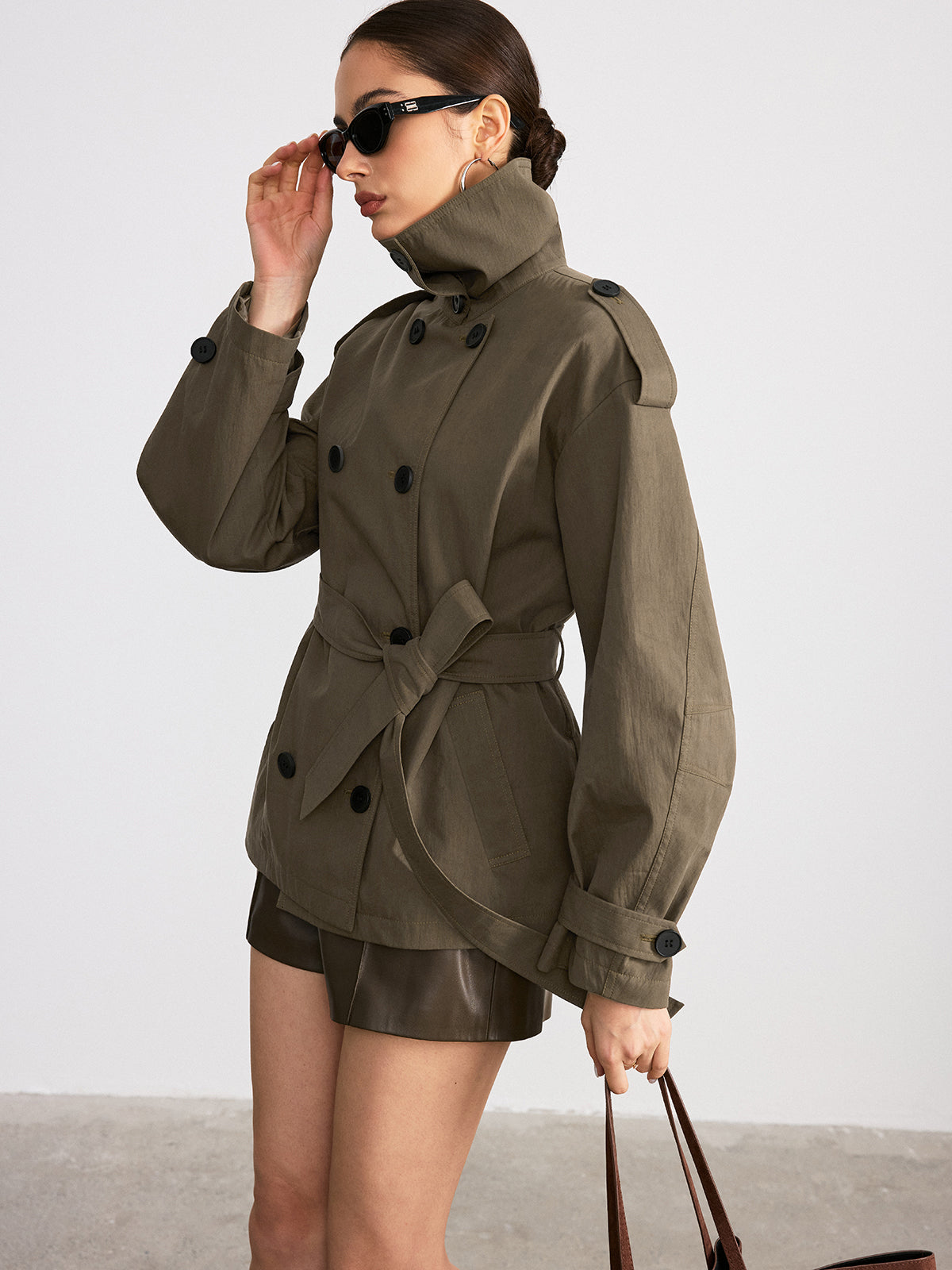 Trench-coat croisé ceinturé