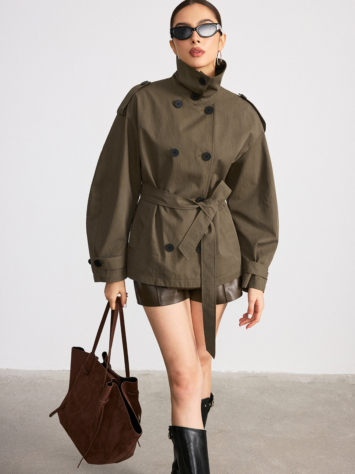 Trench-coat croisé ceinturé